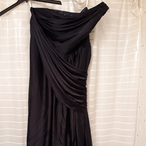 Blue One Shoulder Floor-length Evening Event Dress - Picture 7 of 8